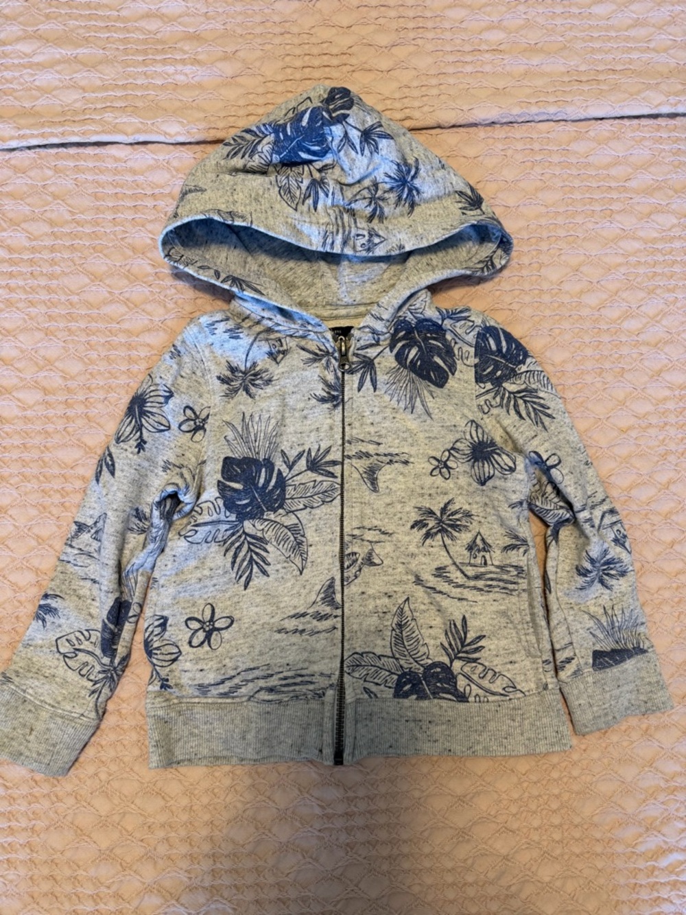 OshKosh B'gosh  Zip-Up Hoodie with Navy Tropical Print, Summer Vacation